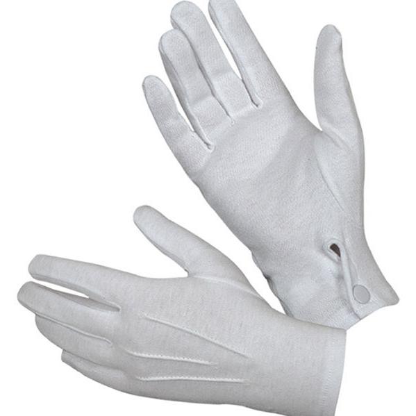 White Cotton Parade Gloves, Snap Cuff, XL