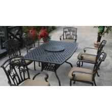 Darlee Palm Springs Cast Aluminum Patio Dining Table Set With Cushions - 72 Inch Oblong