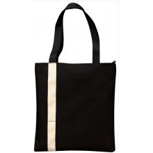 Port Authority - Vertical Stripe Canvas Tote Bag - Black/Stone