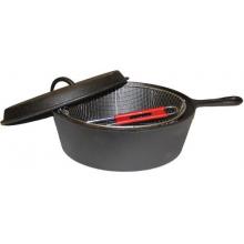 Seasoned Cast Iron Chicken Fryer W/ Basket - 6 Qt.