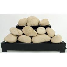 Rasmussen 24 Inch Beige ALTERNA See-Thru Vent Free Natural Gas FireStones With Black Chassis And Manual Safety Pilot