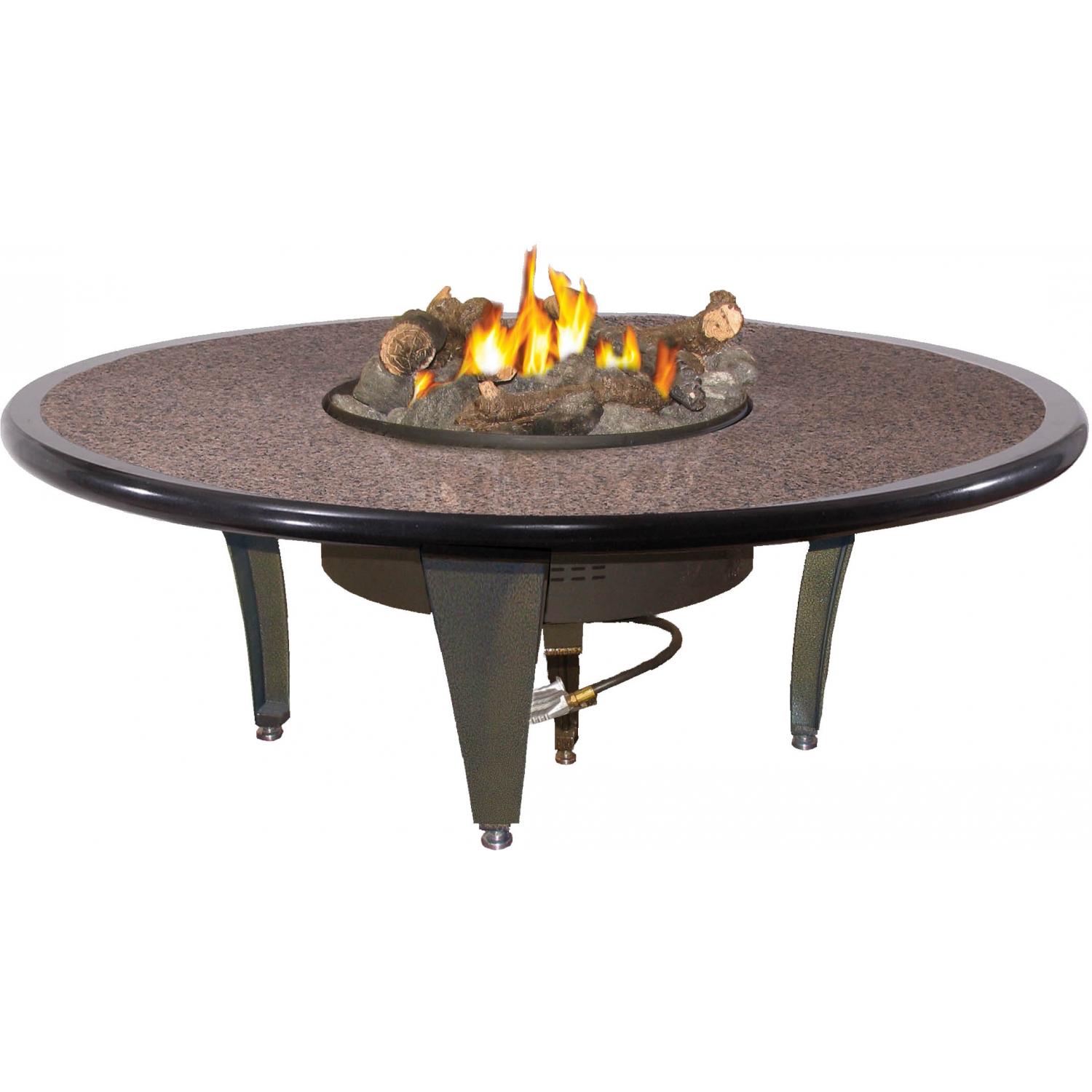 Peterson Outdoor Campfyre 54 Inch Propane Gas Manual Safety Pilot Granite Fire Pit Table With Volcanic Coals - Table Height
