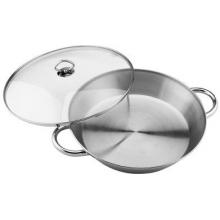 Innova 14 Inch (5.5 Qt) Stainless Steel Tapered Paella Pan With Glass Lid