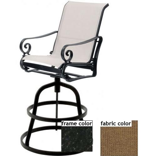 Suncoast Soleil Sling Swivel Barstool - Ebony Frame And Raku Fabric