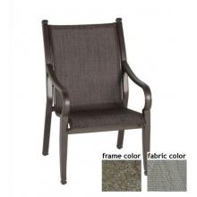 Hudson Aluminum Low Back Sling Dining Chair With Scavo Bronze Frame And A0109 Fabric