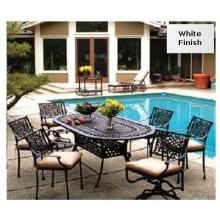 Meadow Decor Amazon Cast Aluminum Patio Dining Set W/ 84 Inch Table - White Finish