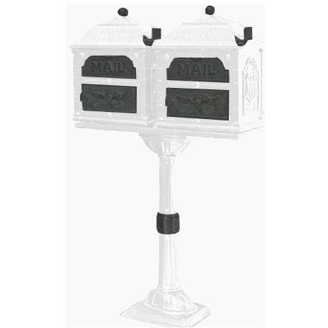 Classic Series Double Mount High Security Locking Mailbox W/ Pedestal - White W/ Verde Brass