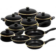 Tuscany Enamel On Steel Black Matte 15 Pcs. Cookware Set