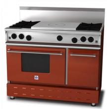 BlueStar Range RNB 48 Inch Natural Gas Range With FrenchTop - Red Orange