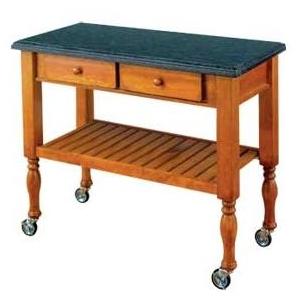 Buy Michael Scott Monterey Kitchen Cart With Premium Charcoal Granite Top In Antique Oak