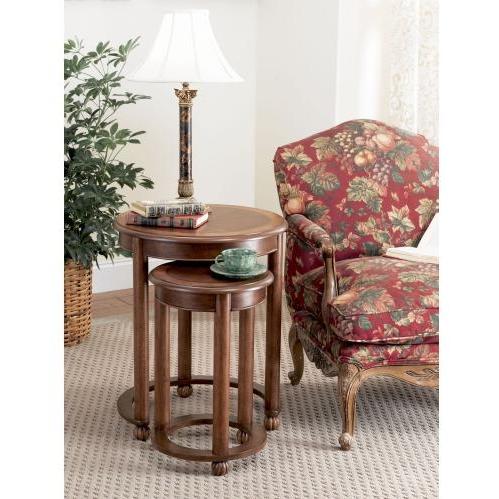 Powell Furniture - Wilmington Cherry & Burl 2-Piece Nested Tables - Overpacked - 519-266