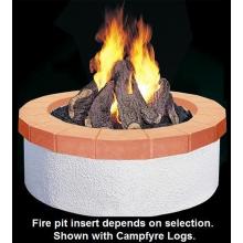Peterson Outdoor Campfyre 34 Inch Natural Gas Manual Safety Pilot Fire Pit Package With Red Concrete Ring And Black Glass