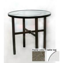 Keys 42 Inch Aluminum Round Bar Height Table - Glass With Scavo Bronze Frame