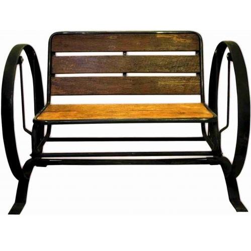 Iron Glider Teak Wood Bench