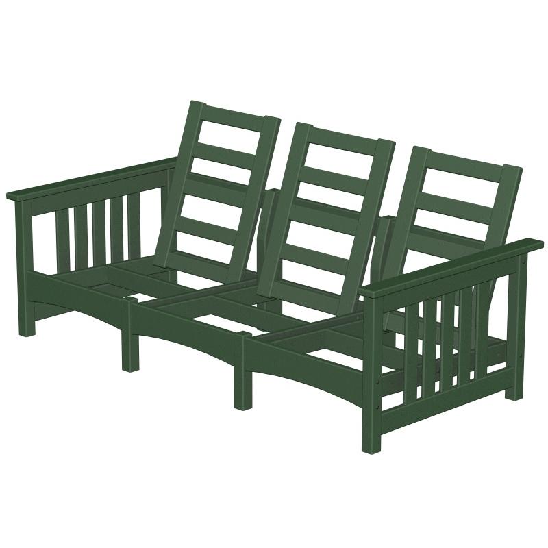 Poly-Wood Recycled Plastic Wood Club Mission Sofa - Cushion Included