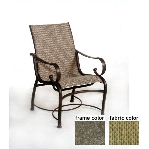 Barcelona Aluminum Low Back Sling Dining Chair With Scavo Bronze Frame And B0303 Fabric by Casual Creations