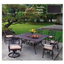 Meadow Decor Paragon Cast Aluminum Patio Dining Set W/ 65 Inch Square Table - Mocha Stone Finish