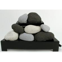 Rasmussen 20 Inch Black/Light Grey/White ALTERNA See-Thru Vent Free Natural Gas FireStones With Black Chassis And Variable Flame Remote