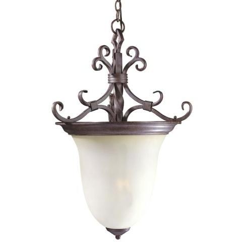 San Marino Collection Hanging Globe Light Fixture In Antique Oak Finish - 2 Bulbs