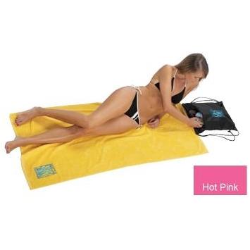 Terry Town Beach Towel With Attached Backpack - Hot Pink