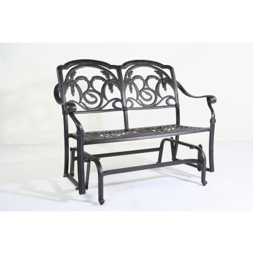 Cast Shadows Cast Aluminum Patio Bench Loveseat Glider - Upgraded Cushion(s)