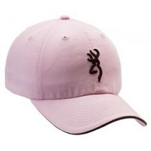 Browning Twill Cap W/3-D Buckmark & Pipe Brim, Pink/ Brown Pipe