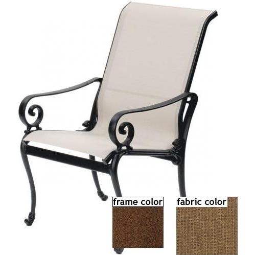 Suncoast Soleil Sling Hi-Back Dining Chair - Cabernet Frame And Raku Fabric