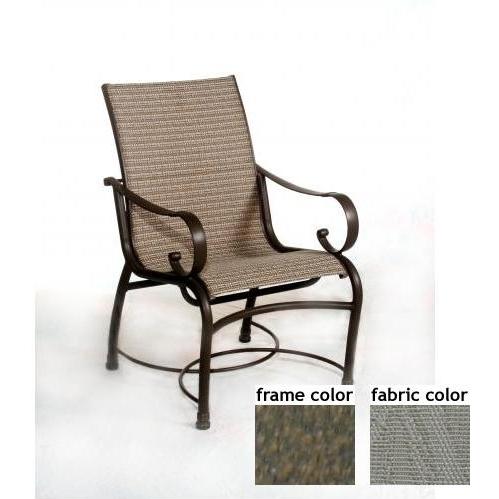 Barcelona Aluminum Low Back Sling Dining Chair With River Rock Frame And A0109 Fabric by Casual Creations