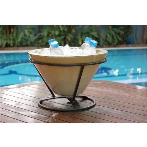 Alfresco Home Table Top Outdoor Beverage Cooler With Stand - Antique Cream