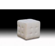 Diamond Sofa Zen Collection Bonded Leather Tufted Cube Accent Ottoman - White