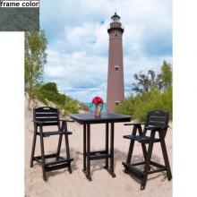 Poly-Wood Recycled Plastic Wood Nautical Patio Bar Set - 37 Inch Square