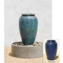 Campania Blue Glazed Lozenge Jar Fountain - Round Basin