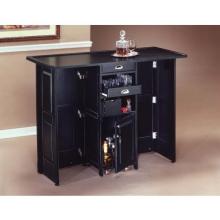 Home Styles Folding Bar With Chrome Rails - Black