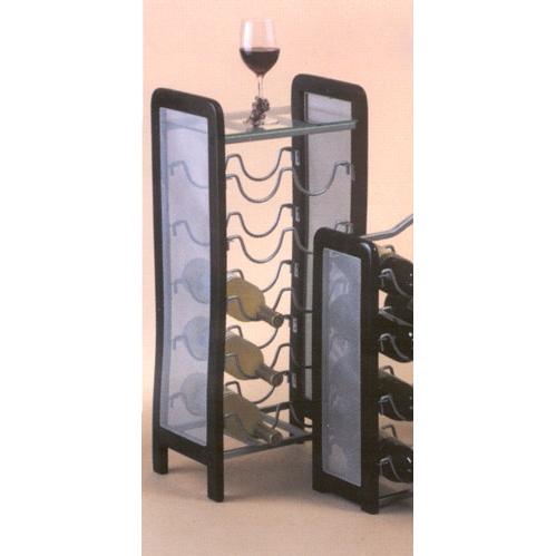 10 Bottle Wood Mesh Wine Rack