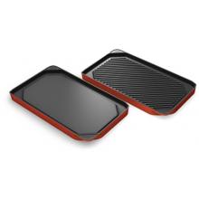 Chefs Design Cast Aluminum Grill & Griddle Set, Large - Red