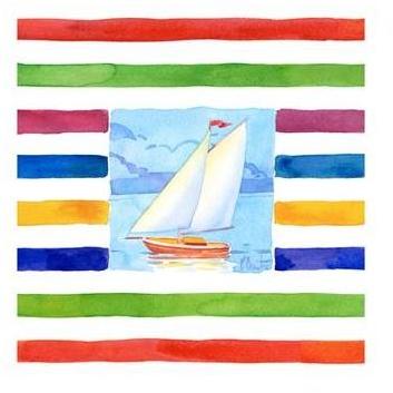 Cabana Stripe Sailboat Poster Print