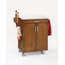 Home Styles Small Kitchen Cart With Vinyl Top - White/Cottage Oak