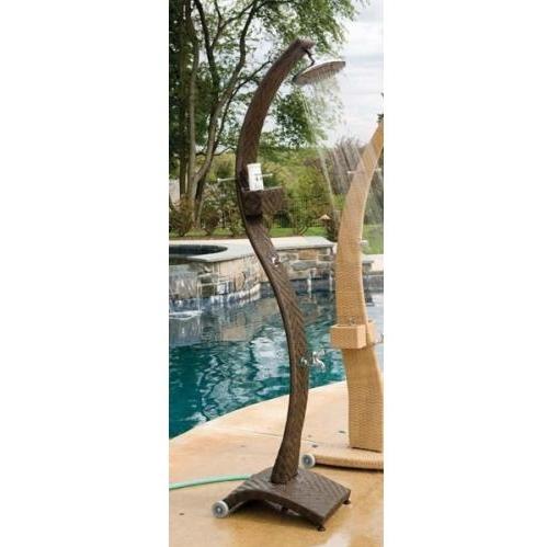 Alfresco Home Vento Wicker Outdoor Shower Station With Wheels - 81 Inch