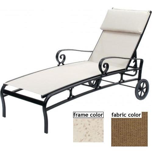 Suncoast Soleil Sling Chaise Lounge With Wheels - Pebble Frame And Raku Fabric