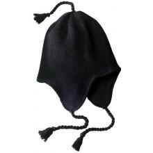 District Threads - Knit Hat With Earflaps One Size Fits All - Black
