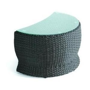 Domus Ventures Paradiso Halfmoon Resin Wicker Coffee Table With 26 Inch Glass Top