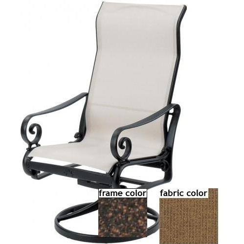Suncoast Soleil Sling Supreme Swivel Tilt Chair - Mahogany Frame And Raku Fabric