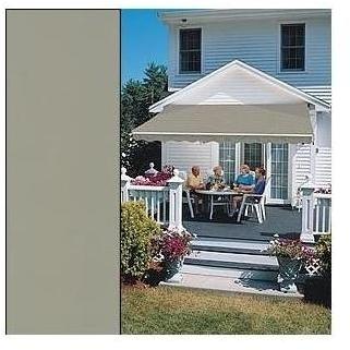Sunsetter Pro Motorized Awning (15 Ft / Solid Sage) With Traditional Laminated Fabric With Left Mounted Moter And Soffit Bracket