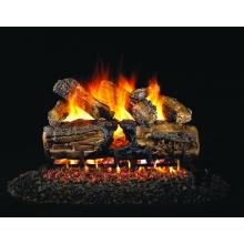 Peterson Gas Logs 30 Inch Burnt Split Oak Vented Natural Gas Log Set With ANSI Certified G46 Burner, Electronic Non-Standing Pilot, And Basic On/Off Remote