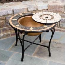 Alfresco Home Compass Outdoor Lounge Table With Fire Pit And Beverage Center - 48 Inch Round