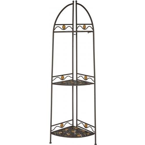 International Caravan Circles Iron Folding Corner Bakers Rack