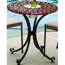Alfresco Home Cognac 27.5 Inch Round Bev Bistro Table (top And Base)w/ice Bucket