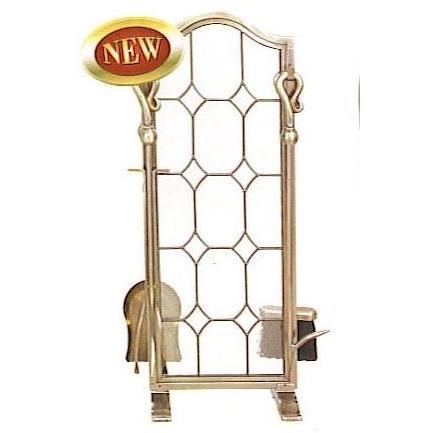 UniFlame 5 Pc Finish: Pewter Leaded Glass Fireset