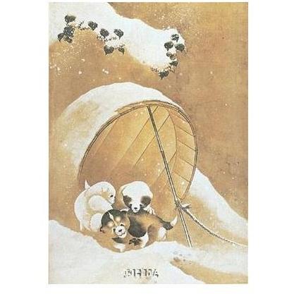 Puppies In The Snow Poster Print