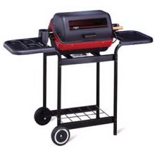 Meco Electric Grills - 9359W Electric BBQ Grill On Cart With Rotisserie And Plastic Side Trays
